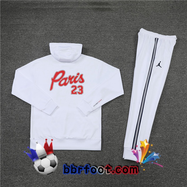 Capuche Survetement Foot JORDAN Paris PSG Blanc 22/23