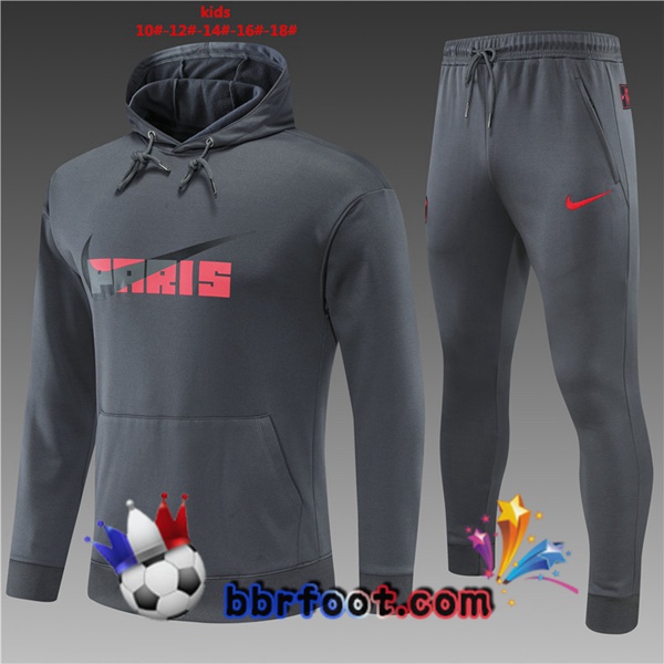 Veste A Capuche Survetement Foot Paris PSG Enfant Gris 22/23