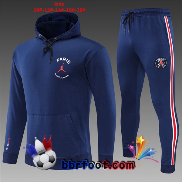 Veste A Capuche Survetement Foot JORDAN Paris PSG Enfant Bleu 22/23