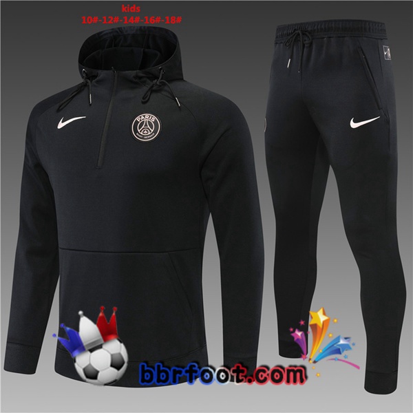 Veste A Capuche Survetement Foot Paris PSG Enfant Noir 22/23