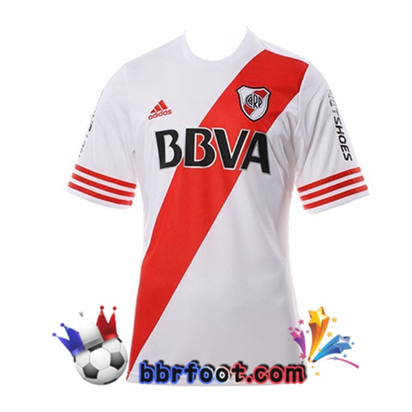 Maillot Foot River Plate Retro Domicile Blanc Rouge 2015-2016