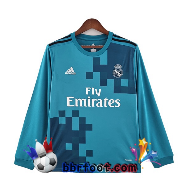 Maillot Foot Real Madrid Retro Third Manche Longue Bleu 2017-2018