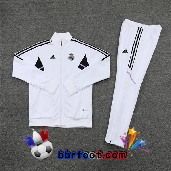 Veste Survetement Foot Real Madrid Blanc 2022/2023