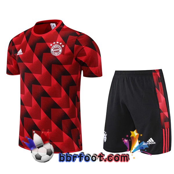 Training T-Shirts Bayern Munich + Shorts Rouge Noir 2022/2023