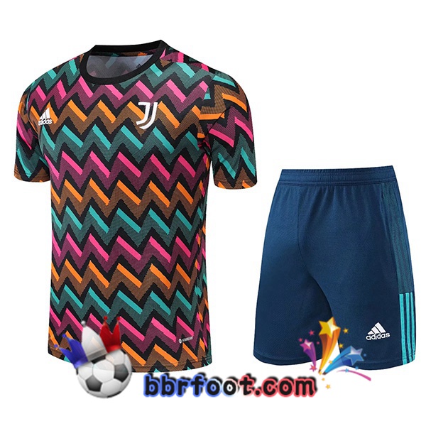 Training T-Shirts Juventus + Shorts Vert Pourpre 2022/2023