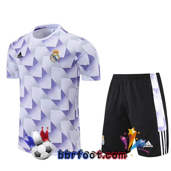 Training T-Shirts Real Madrid + Shorts Blanc Pourpre 2022/2023