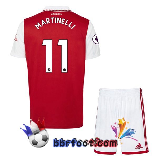 Maillot Foot Arsenal (MARTINELLI 11) Enfant Domicile Rouge Blanc 2022/2023