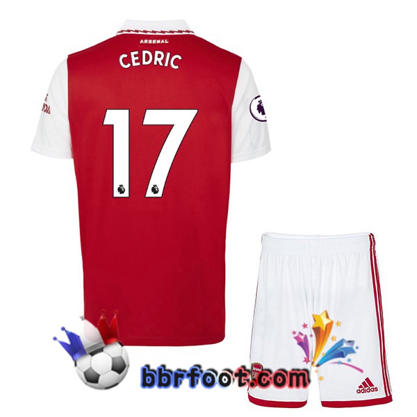 Maillot Foot Arsenal (CEDRIC 17) Enfant Domicile Rouge Blanc 2022/2023