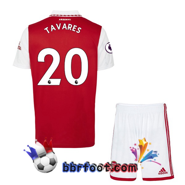 Maillot Foot Arsenal (TAVARES 20) Enfant Domicile Rouge Blanc 2022/2023