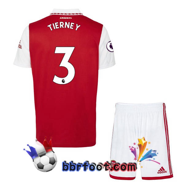 Maillot Foot Arsenal (TIERNEY 3) Enfant Domicile Rouge Blanc 2022/2023