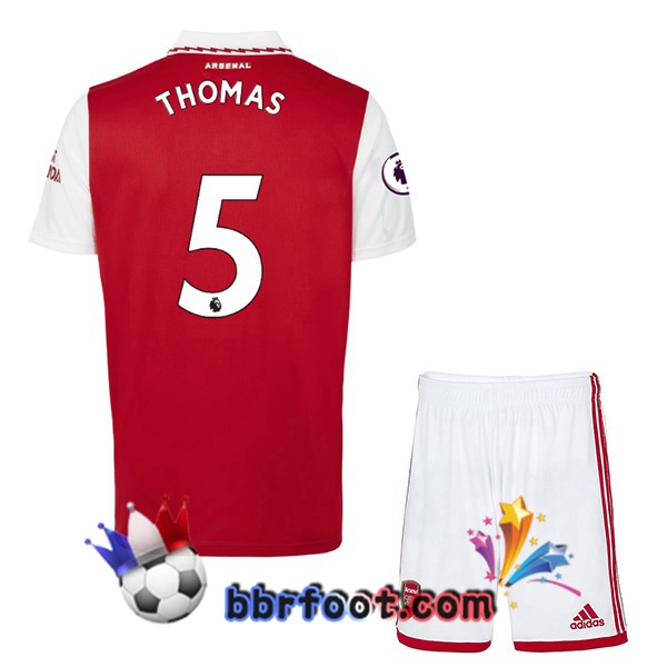 Maillot Foot Arsenal (THOMAS 5) Enfant Domicile Rouge Blanc 2022/2023