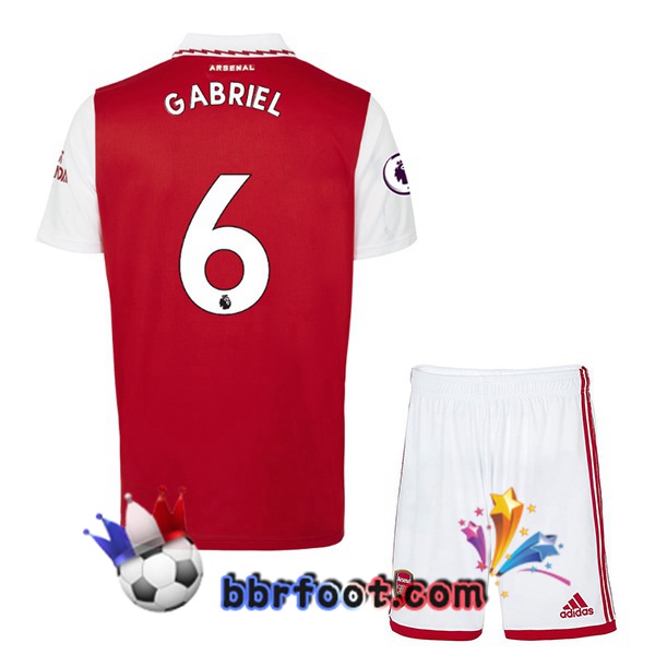Maillot Foot Arsenal (GABRIEL 6) Enfant Domicile Rouge Blanc 2022/2023