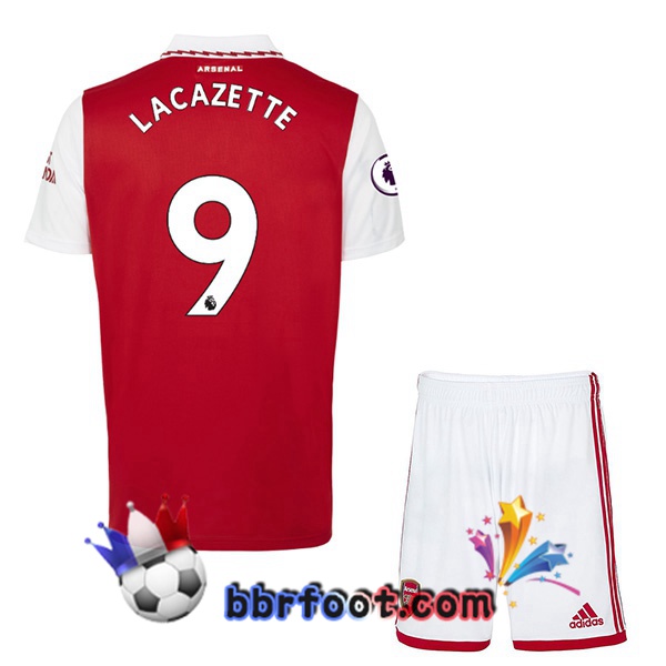 Maillot Foot Arsenal (LACAZETTE 9) Enfant Domicile Rouge Blanc 2022/2023