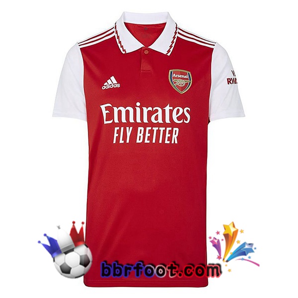 Maillot Foot Arsenal Domicile Rouge Blanc 2022/2023 Maillot Foot Arsenal Domicile Rouge Blanc 2022/2023