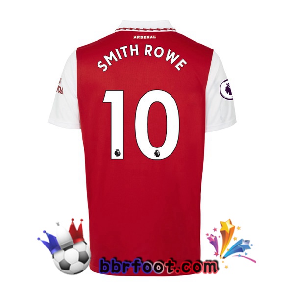 Maillot Foot Arsenal (SMITH ROWE 10) Domicile Rouge Blanc 2022/2023
