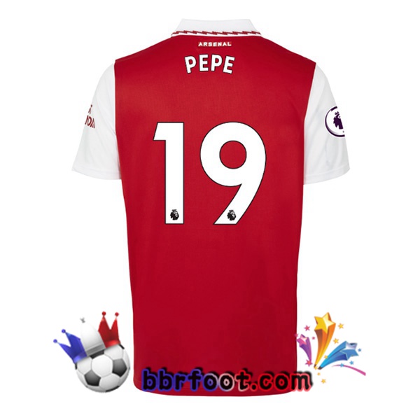 Maillot Foot Arsenal (PEPE 19) Domicile Rouge Blanc 2022/2023