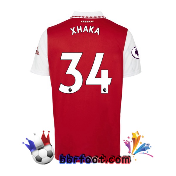 Maillot Foot Arsenal (XHAKA 34) Domicile Rouge Blanc 2022/2023