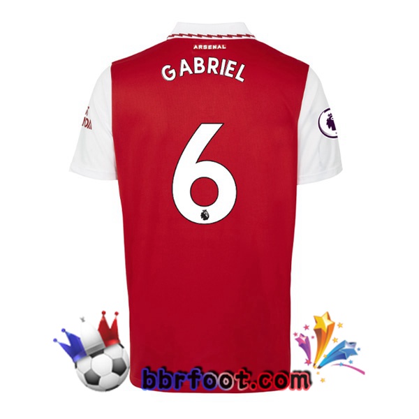 Maillot Foot Arsenal (GABRIEL 6) Domicile Rouge Blanc 2022/2023