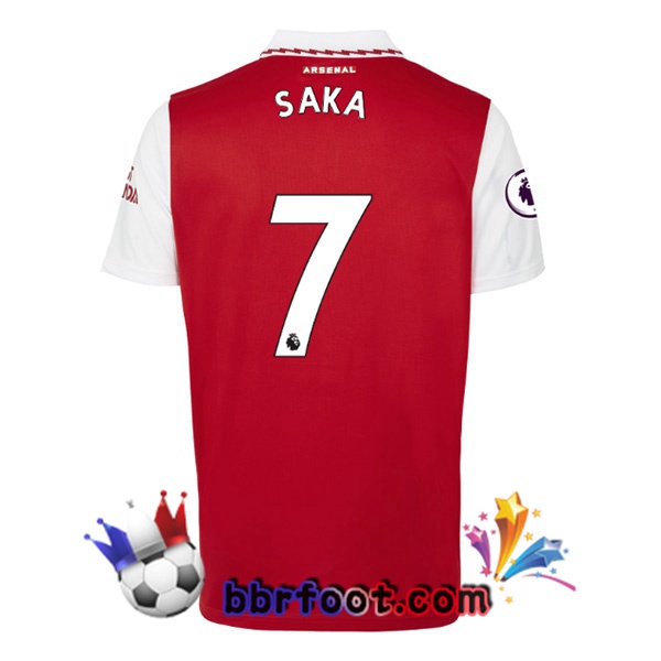 Maillot Foot Arsenal (SAKA 7) Domicile Rouge Blanc 2022/2023