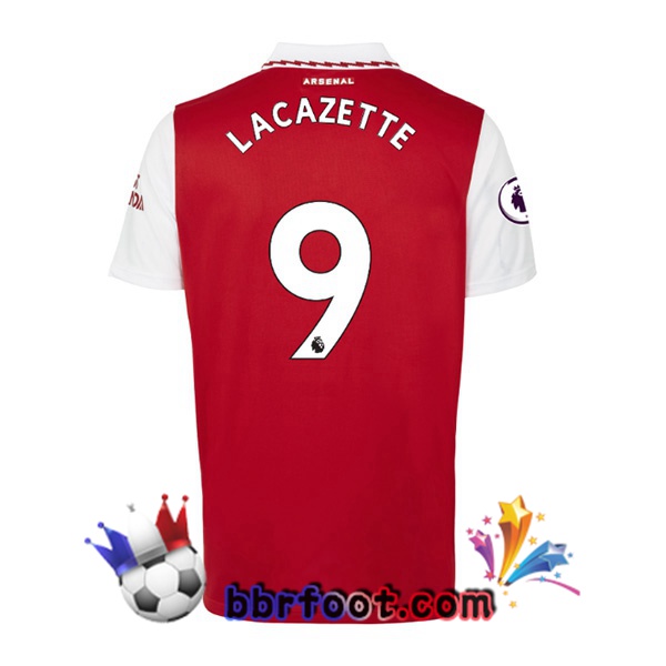 Maillot Foot Arsenal (LACAZETTE 9) Domicile Rouge Blanc 2022/2023