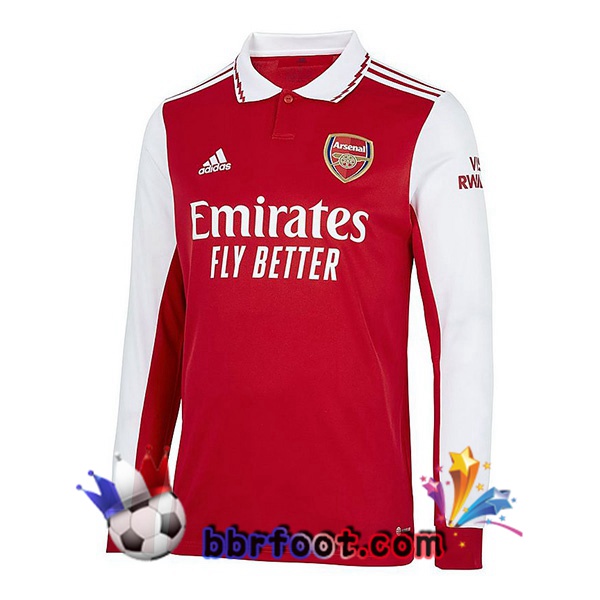 Maillot Foot Arsenal Domicile Manche Longue Rouge Blanc 2022/2023