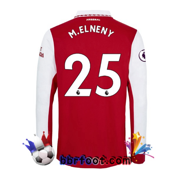 Maillot Foot Arsenal (M.ELNENY 25) Domicile Manche Longue Rouge Blanc 2022/2023