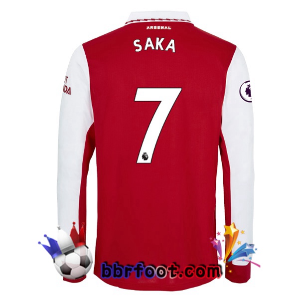 Maillot Foot Arsenal (SAKA 7) Domicile Manche Longue Rouge Blanc 2022/2023