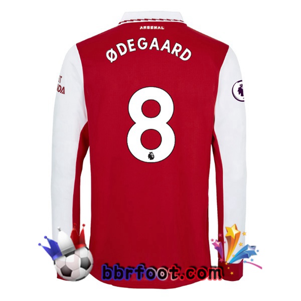 Maillot Foot Arsenal (ØDEGAARD 8) Domicile Manche Longue Rouge Blanc 2022/2023
