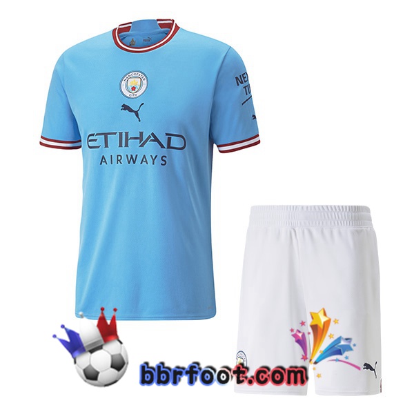 Maillot Foot Manchester City Enfant Domicile Bleu 2022/2023