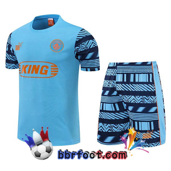 Training T-Shirts Manchester City + Shorts Bleu 2022/2023