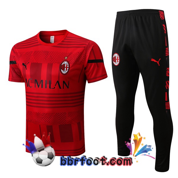 Training T-Shirts AC Milan + Pantalon Rouge 2022/2023