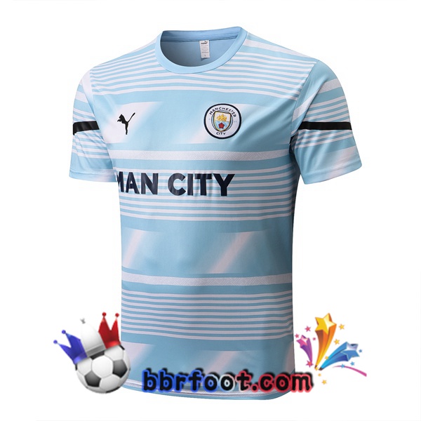 Training T-Shirts Manchester City Bleu Blanc 2022/2023