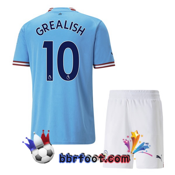 Maillot Foot Manchester City (Jack Grealish 10) Enfant Domicile Bleu 2022/2023