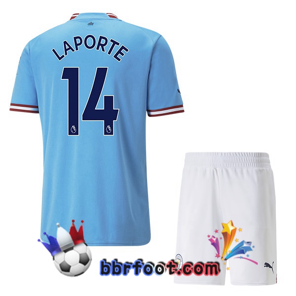 Maillot Foot Manchester City (Aymeric Laporte 14) Enfant Domicile Bleu 2022/2023
