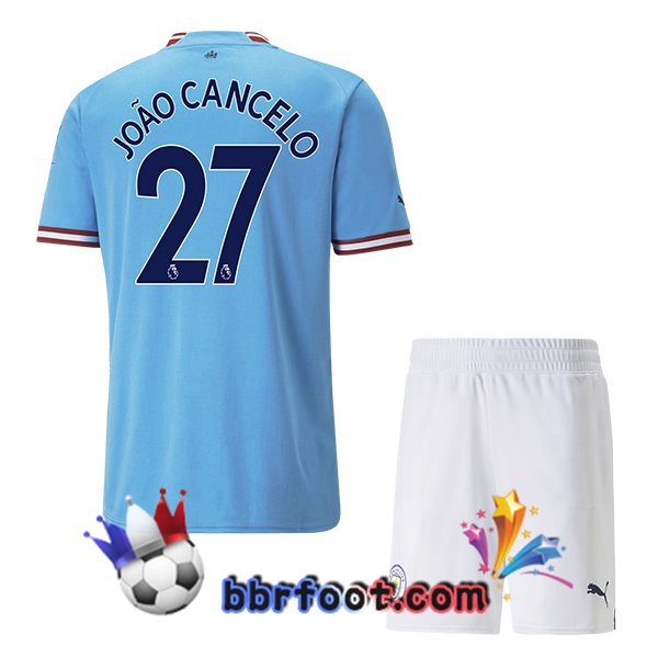 Maillot Foot Manchester City (João Cancelo 27) Enfant Domicile Bleu 2022/2023