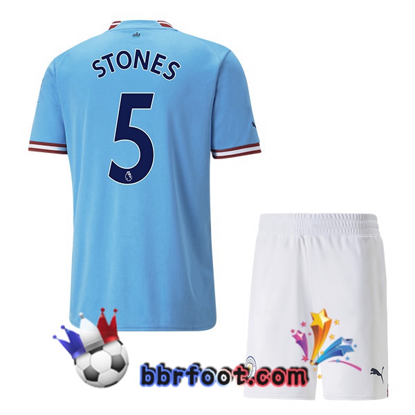 Maillot Foot Manchester City (John Stones 5) Enfant Domicile Bleu 2022/2023