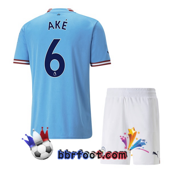 Maillot Foot Manchester City (Nathan Ake 6) Enfant Domicile Bleu 2022/2023