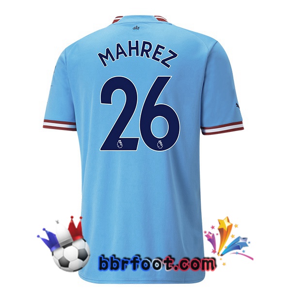 Maillot Foot Manchester City (Riyad Mahrez 26) Domicile Bleu 2022/2023