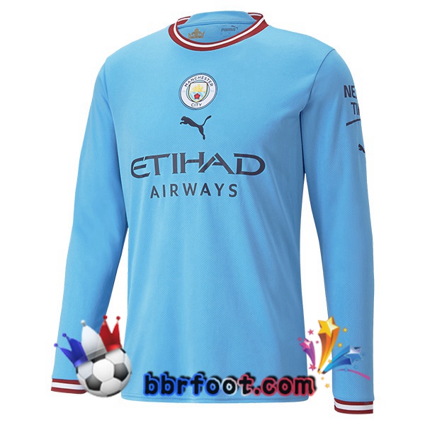 Maillot Foot Manchester City Domicile Manche Longue Bleu 2022/2023 Maillot Foot Manchester City Domicile Manche Longue Bleu 2022/2023