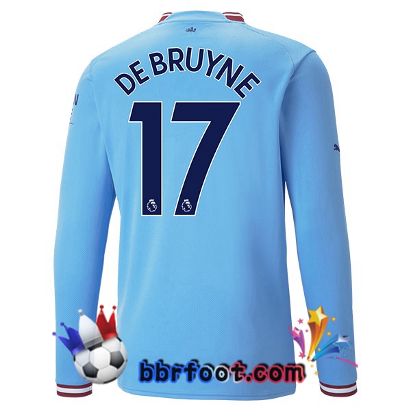 Maillot Foot Manchester City (Kevin De Bruyne 17) Domicile Manche Longue Bleu 2022/2023