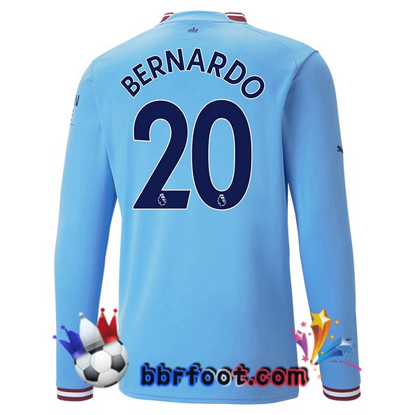 Maillot Foot Manchester City (Bernardo Silva 20) Domicile Manche Longue Bleu 2022/2023 Maillot Foot Manchester City (Bernardo Silva 20) Domicile Manche Longue Bleu 2022/2023