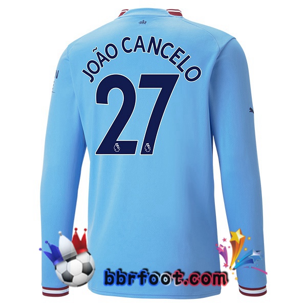 Maillot Foot Manchester City (João Cancelo 27) Domicile Manche Longue Bleu 2022/2023 Maillot Foot Manchester City (João Cancelo 27) Domicile Manche Longue Bleu 2022/2023
