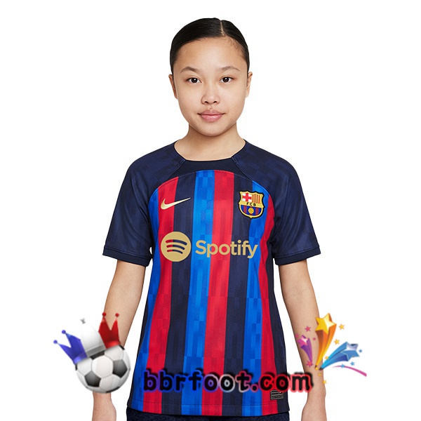 Maillot Foot FC Barcelone Enfant Domicile Rouge Bleu 2022/2023