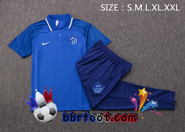 Polo Foot Atletico Madrid + Pantalon Bleu 2022/2023