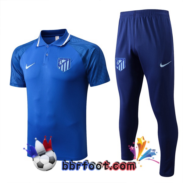 Polo Foot Atletico Madrid + Pantalon Bleu 2022/2023