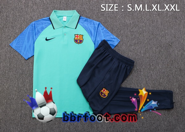 Polo Foot FC Barcelone + Pantalon Vert Bleu 2022/2023