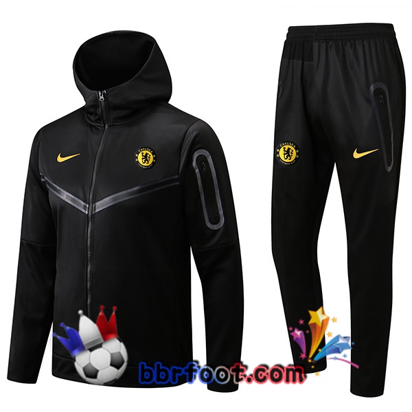 Veste A Capuche Survetement Foot FC Chelsea Noir 2022/2023