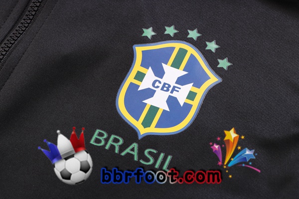 Veste A Capuche Survetement Foot Bresil Noir 2022/2023