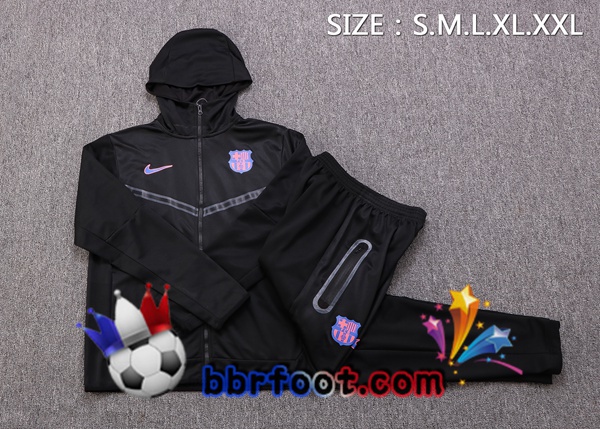 Veste A Capuche Survetement Foot FC Barcelone Noir 2022/2023
