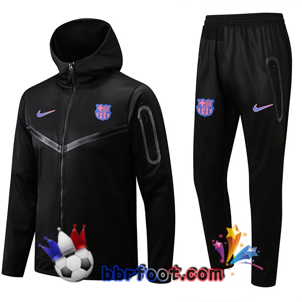 Veste A Capuche Survetement Foot FC Barcelone Noir 2022/2023